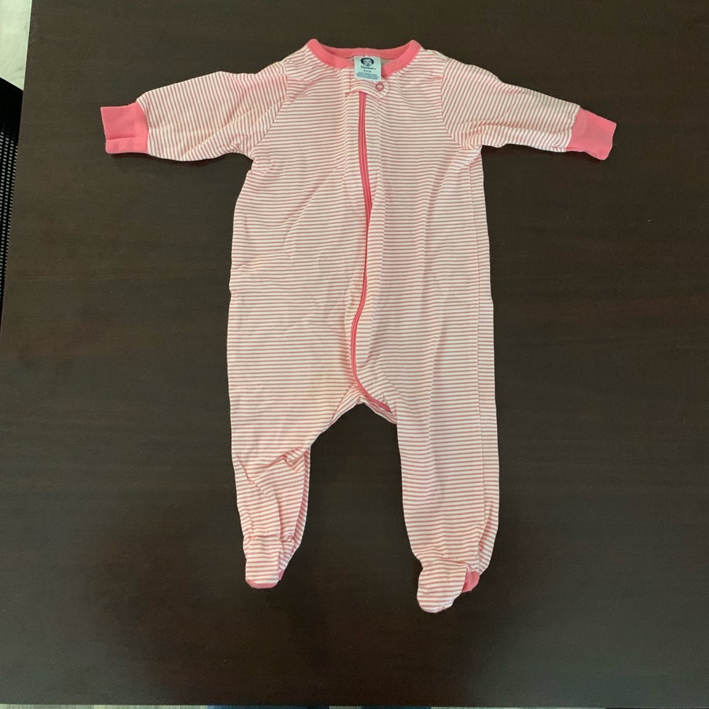 Pink and white striped footy pjs